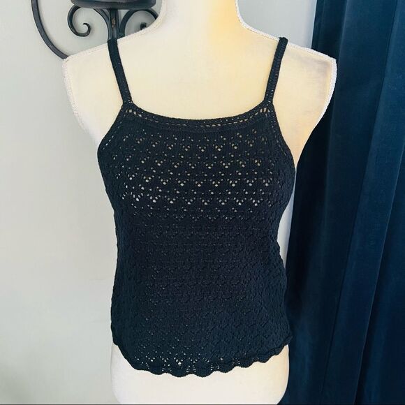 French Connection Nora Crochet Sleeveless Top, Black, Size Small, (2/4), NWT - Picture 5 of 10